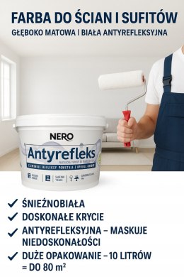 FARBA ANTYREFLEKSYJNA DO ŚCIAN I SUFITÓW 10L - GŁĘBOKO MATOWA, ŚNIEŻNOBIAŁA
