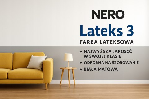 FARBA LATEKSOWA NERO LATEKS 3 - Śnieżnobiała, Matowa | Do wnętrz | 5L